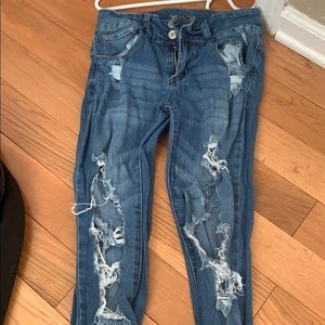 high waisted ripped jeans